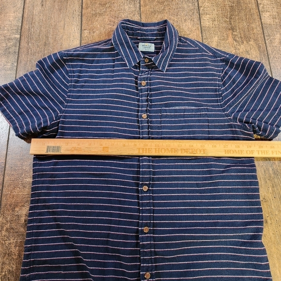 Marine Layer Shirt Mens Small Blue Red Striped Button Up Short Sleeve Cotton - Picture 7 of 9